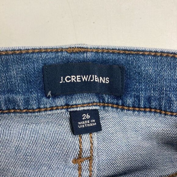 J.CREW Women’s Jeans 9” High-Rise Toothpick Polka Dot Blue Inseam 26” - Picture 8 of 10